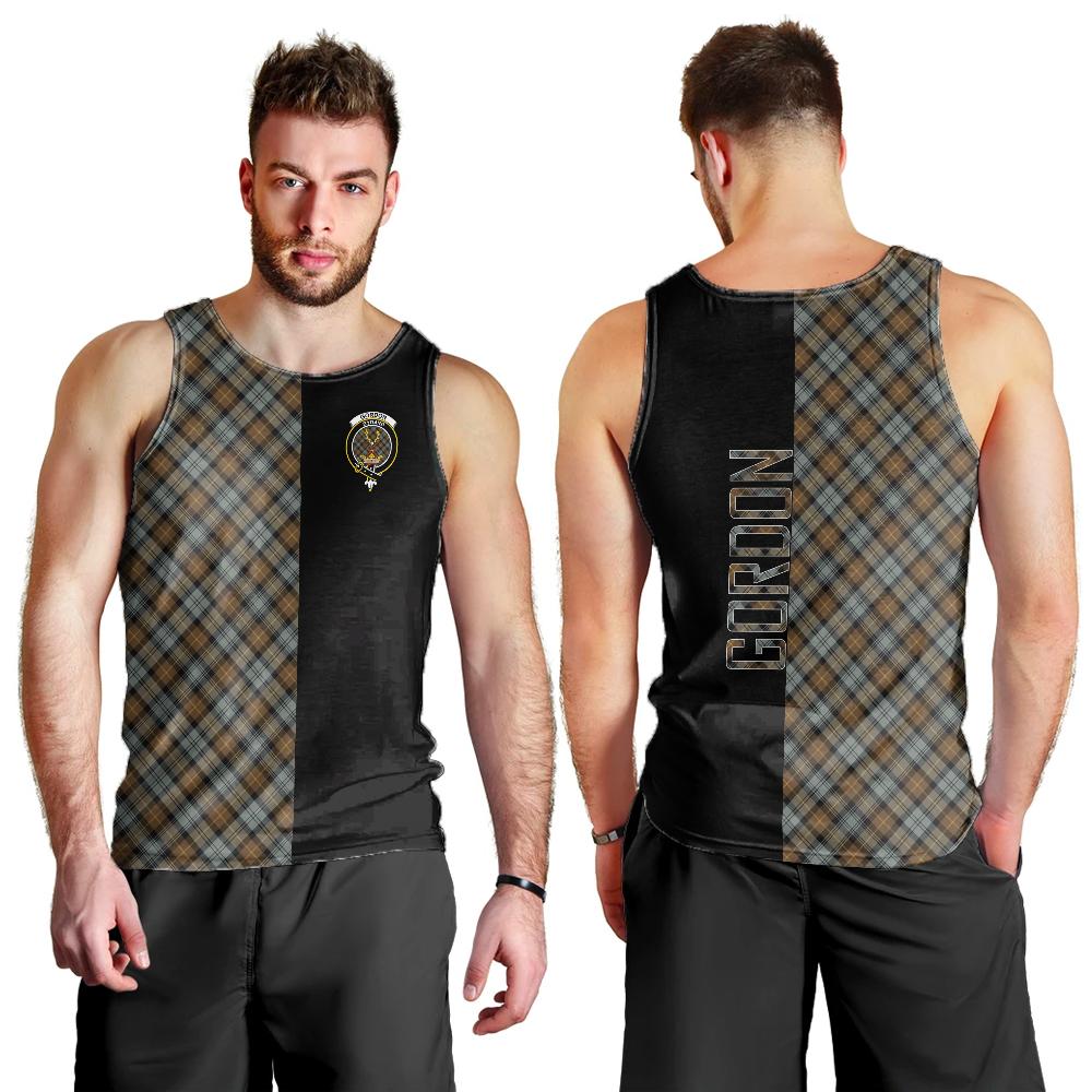 Gordon Weathered Tartan Crest Men's Tank Top - Cross Style