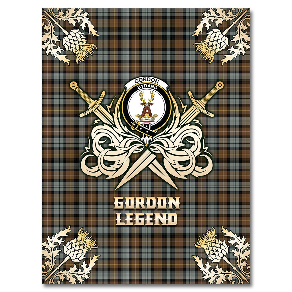 Gordon Weathered Tartan Gold Courage Symbol Blanket