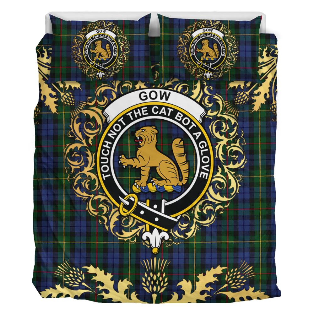 Gow Hunting 01 Tartan Crest Bedding Set - Golden Thistle Style
