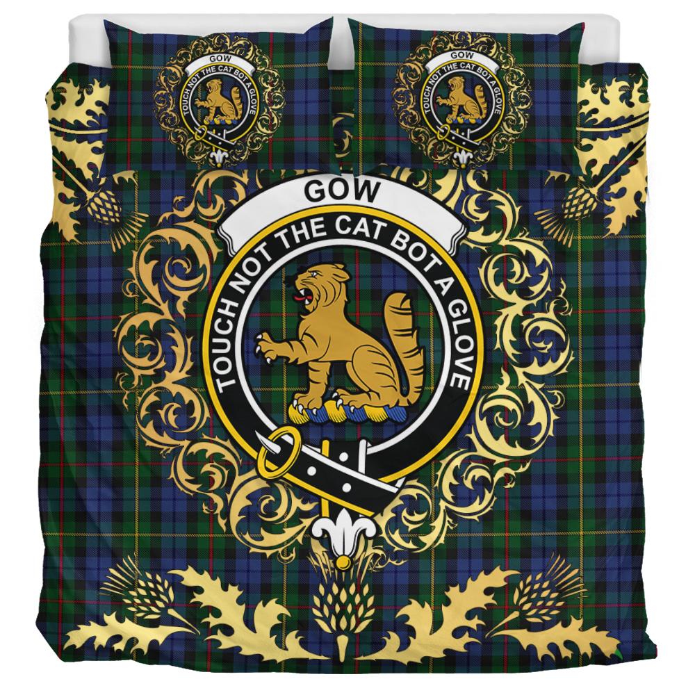 Gow Hunting 01 Tartan Crest Bedding Set - Golden Thistle Style