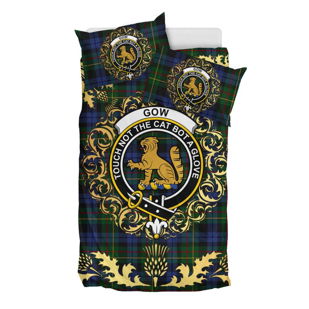 Gow Hunting 02 Tartan Crest Bedding Set - Golden Thistle Style