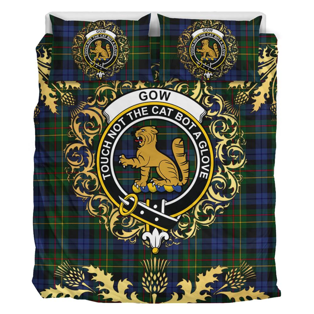 Gow Hunting 02 Tartan Crest Bedding Set - Golden Thistle Style