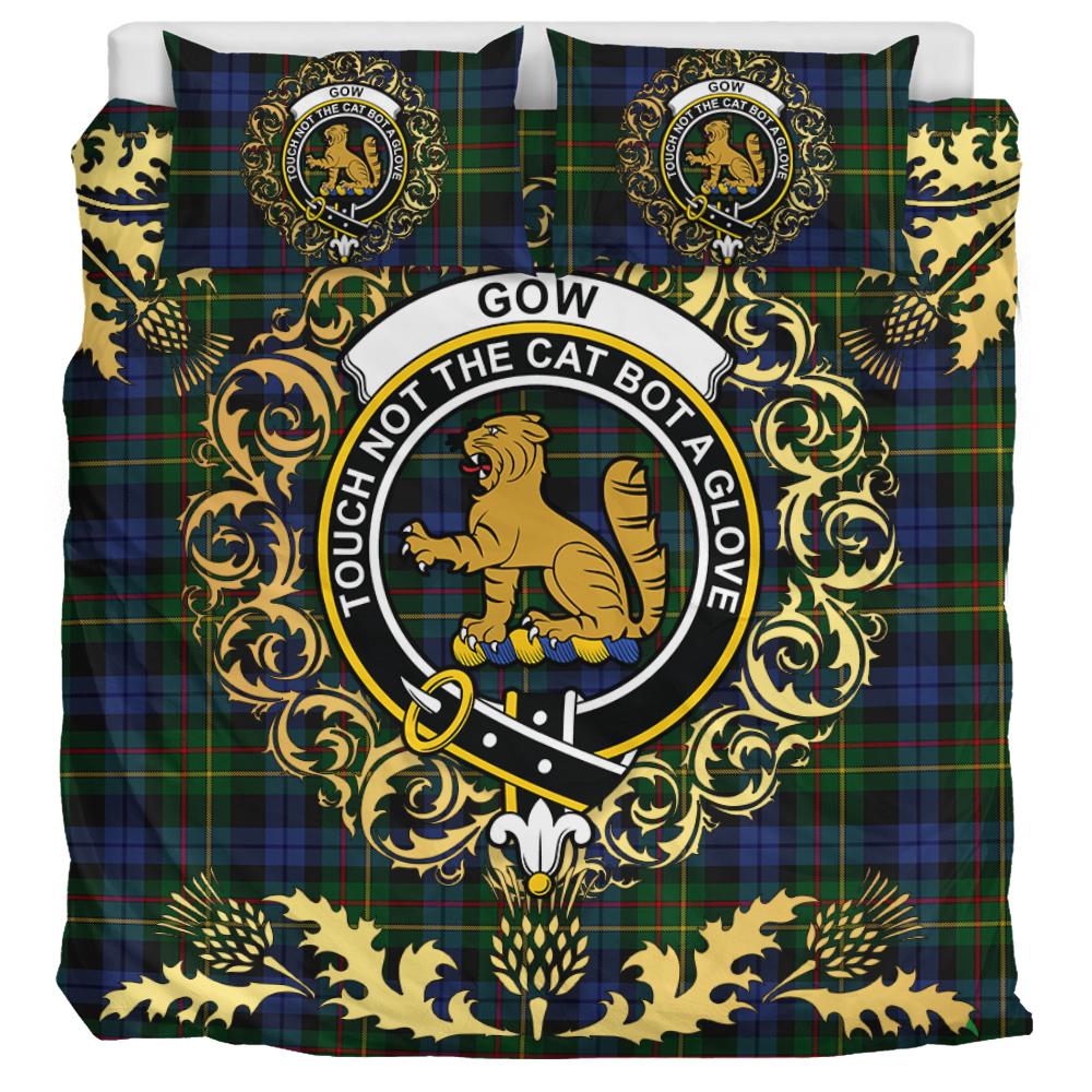 Gow Hunting 02 Tartan Crest Bedding Set - Golden Thistle Style