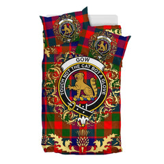 Gow of McGouan Tartan Crest Bedding Set - Golden Thistle Style