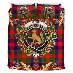 Gow of McGouan Tartan Crest Bedding Set - Golden Thistle Style