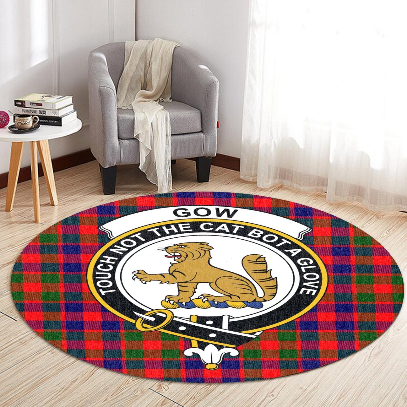 Gow of McGouan Tartan Crest Round Rug