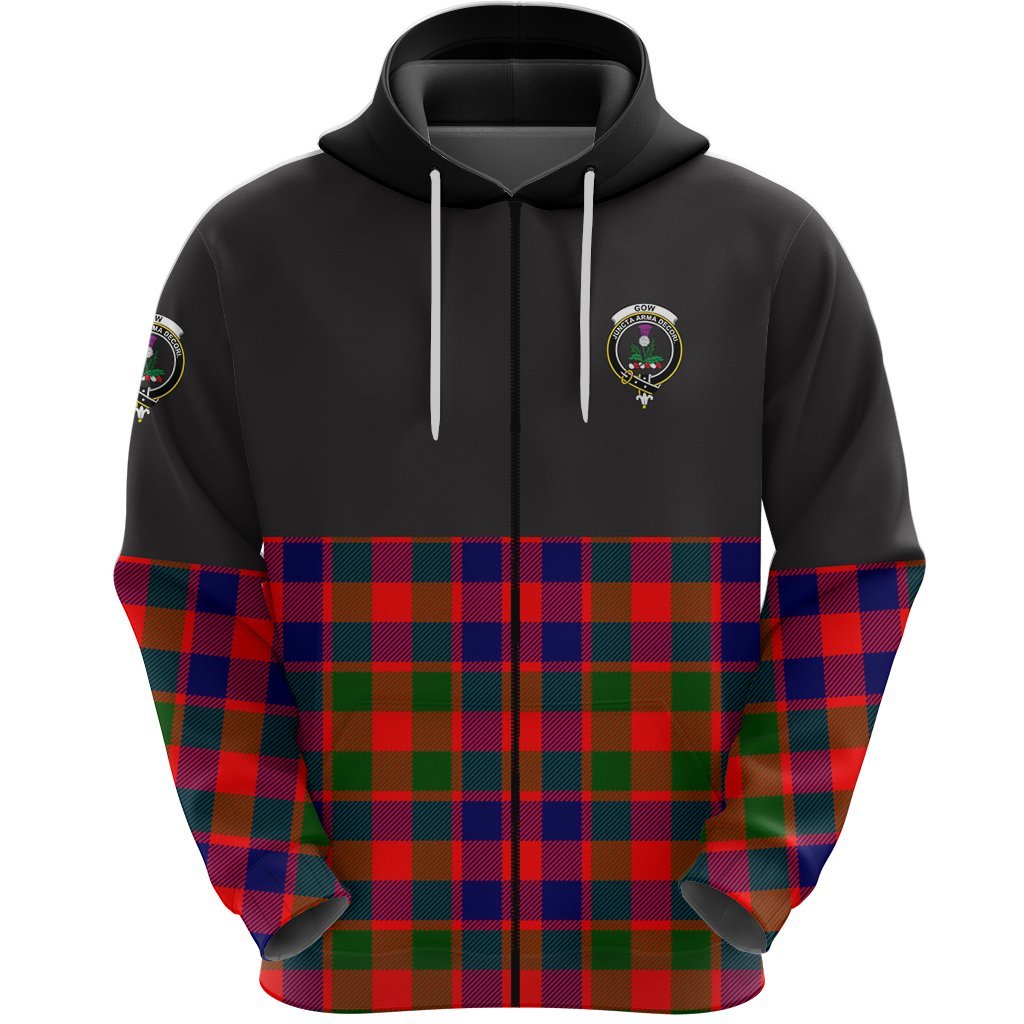 Gow of Skeoch Clan Half Of Tartan Zipper Hoodie