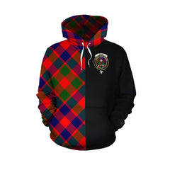 Gow of Skeoch Tartan Hoodie Half of Me - Cross Style