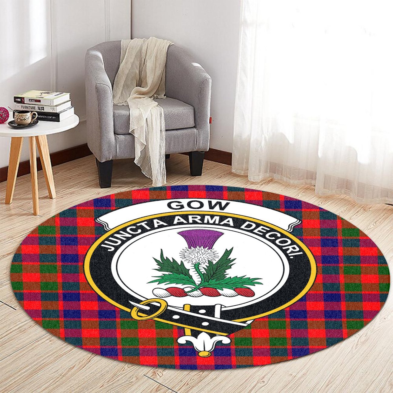 Gow of Skeoch Tartan Crest Round Rug