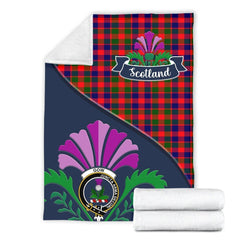 Gow (of Skeoch) Tartan Crest Premium Blanket - Thistle Style