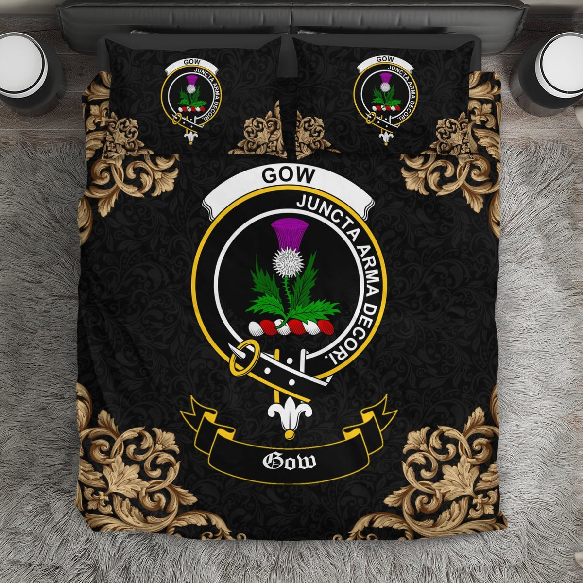 Gow (of Skeoch) Crest Black Bedding Set