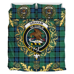 Graham of Menteith Ancient Tartan Crest Bedding Set - Golden Thistle Style