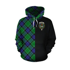 Graham of Menteith Modern Tartan Hoodie Half of Me - Cross Style