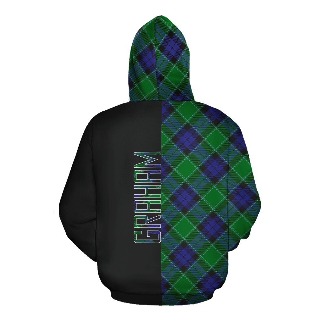 Graham of Menteith Modern Tartan Hoodie Half of Me - Cross Style