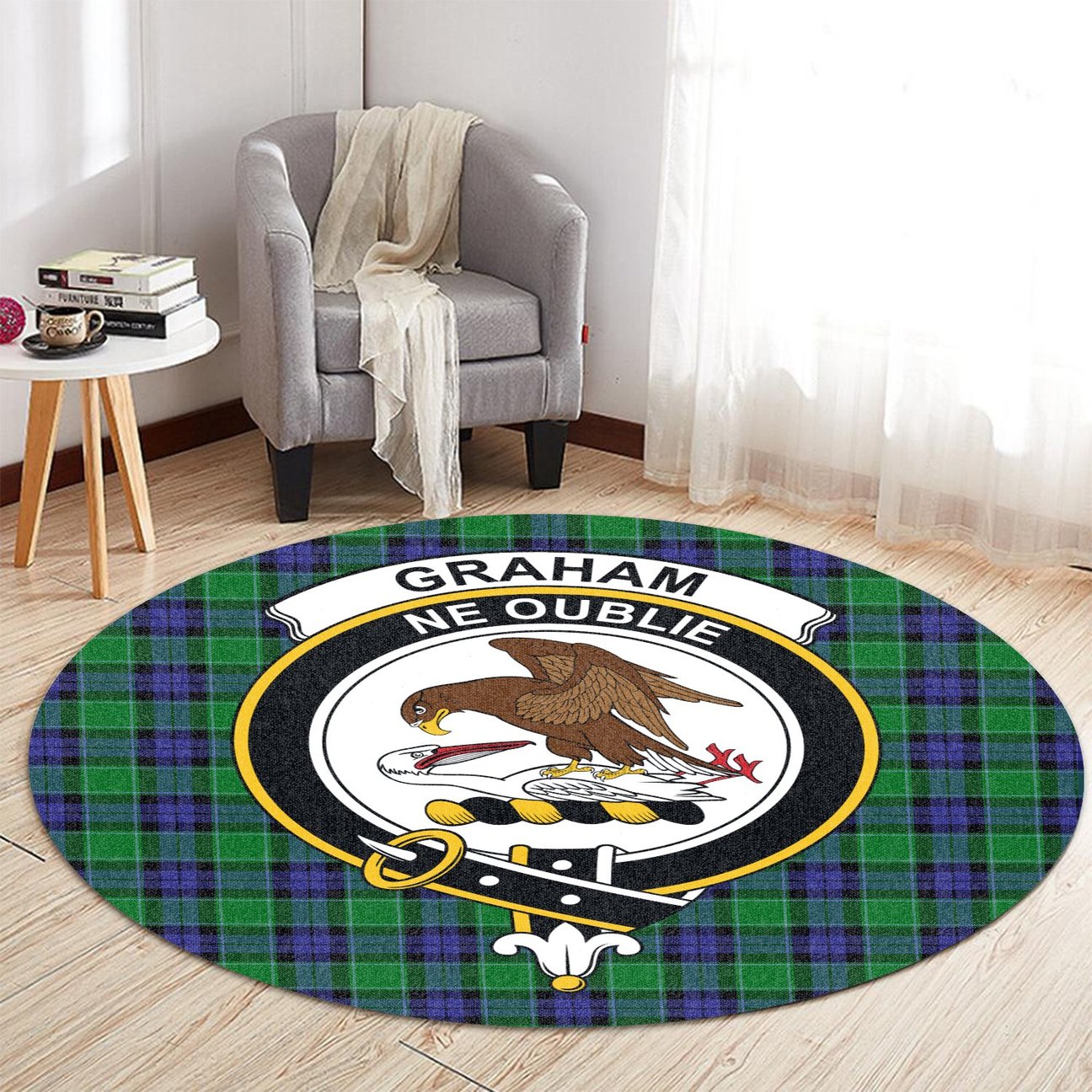 Graham of Menteith Modern Tartan Crest Round Rug