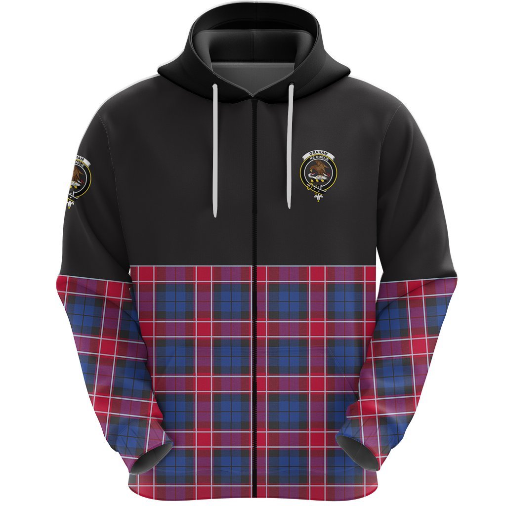 Graham of Menteith Red Clan Half Of Tartan Zipper Hoodie