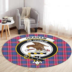 Graham of Menteith Red Tartan Crest Round Rug