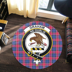 Graham of Menteith Red Tartan Crest Round Rug