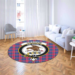 Graham of Menteith Red Tartan Crest Round Rug