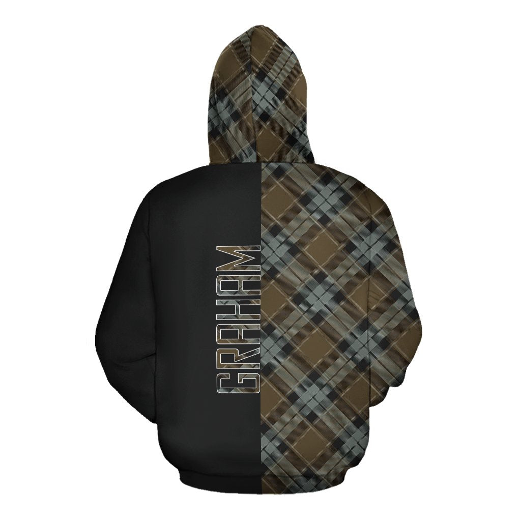 Graham of Menteith Weathered Tartan Hoodie Half of Me - Cross Style