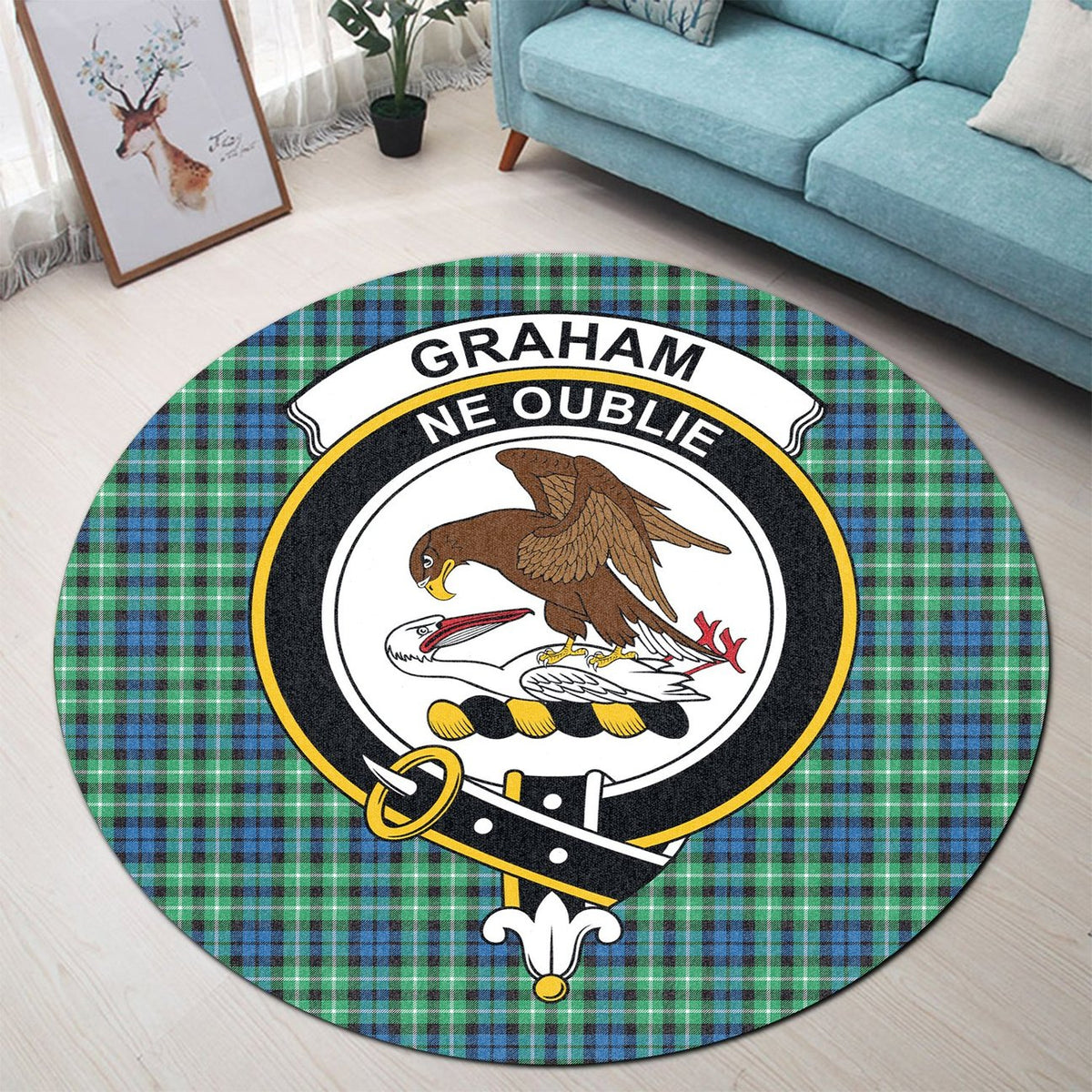 Graham of Montrose Ancient Tartan Crest Round Rug