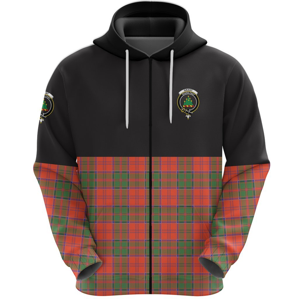 Grant Ancient Clan Half Of Tartan Zipper Hoodie
