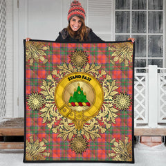 Grant Ancient Tartan Crest Premium Quilt - Gold Thistle Style