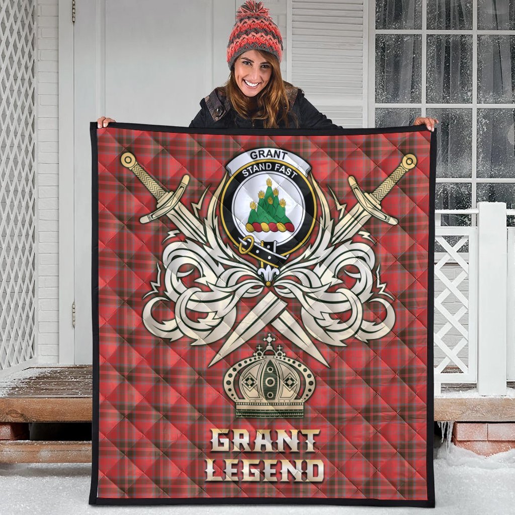Grant Weathered Tartan Crest Legend Gold Royal Premium Quilt