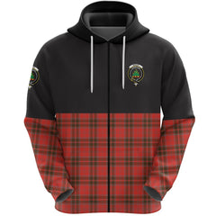 Grant Weathered Clan Half Of Tartan Zipper Hoodie