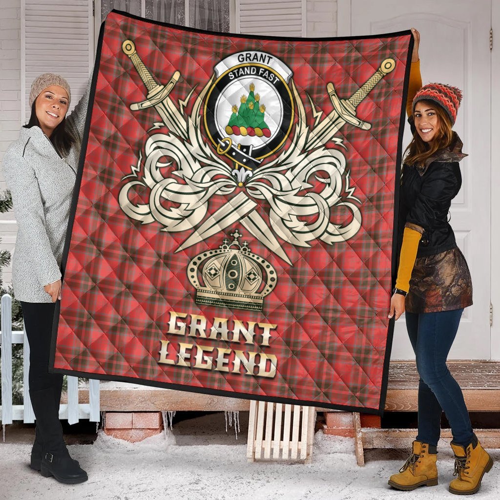 Grant Weathered Tartan Crest Legend Gold Royal Premium Quilt