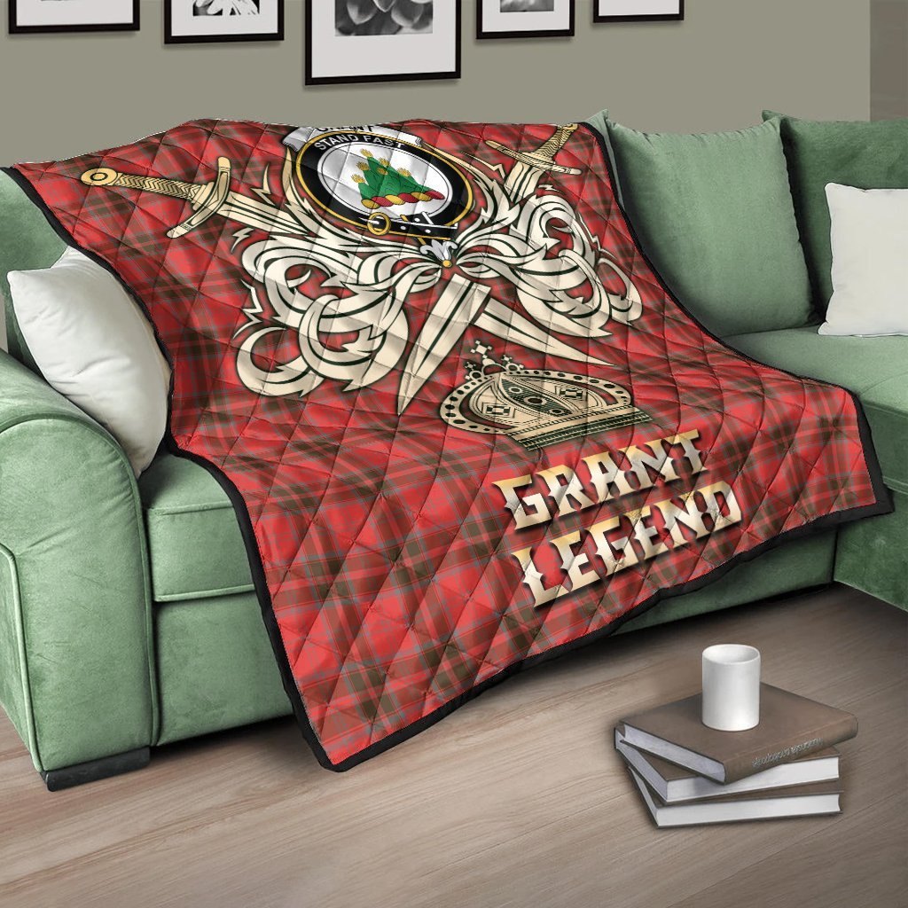 Grant Weathered Tartan Crest Legend Gold Royal Premium Quilt