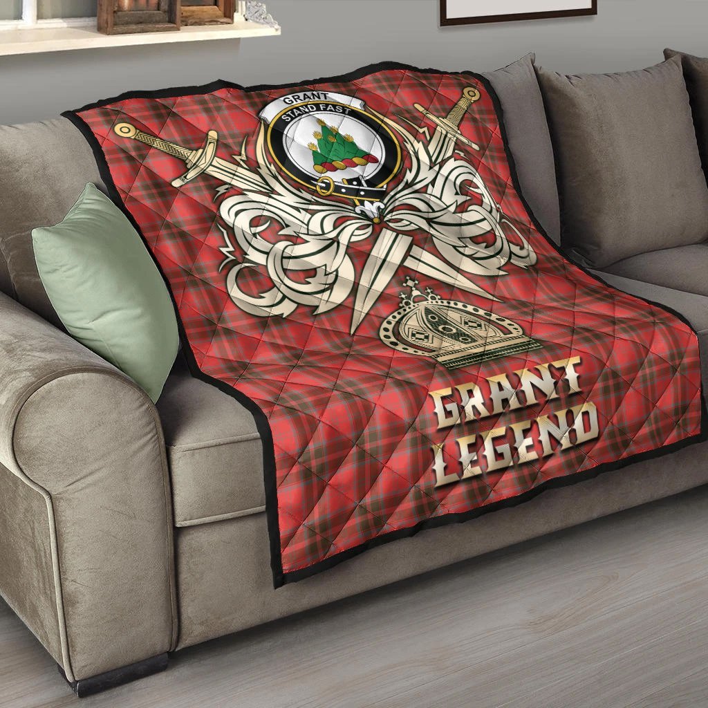 Grant Weathered Tartan Crest Legend Gold Royal Premium Quilt