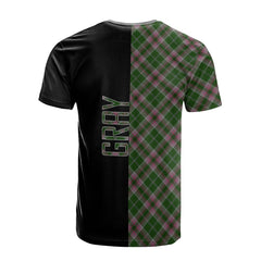 Gray Hunting Tartan T-Shirt Half of Me - Cross Style
