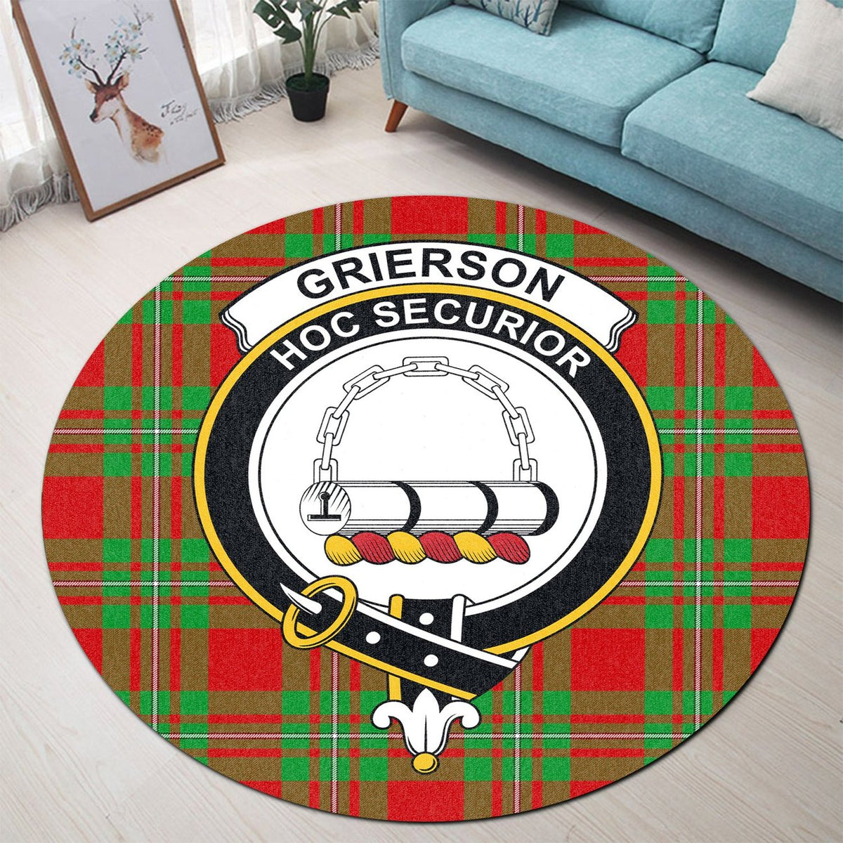 Grierson Tartan Crest Round Rug