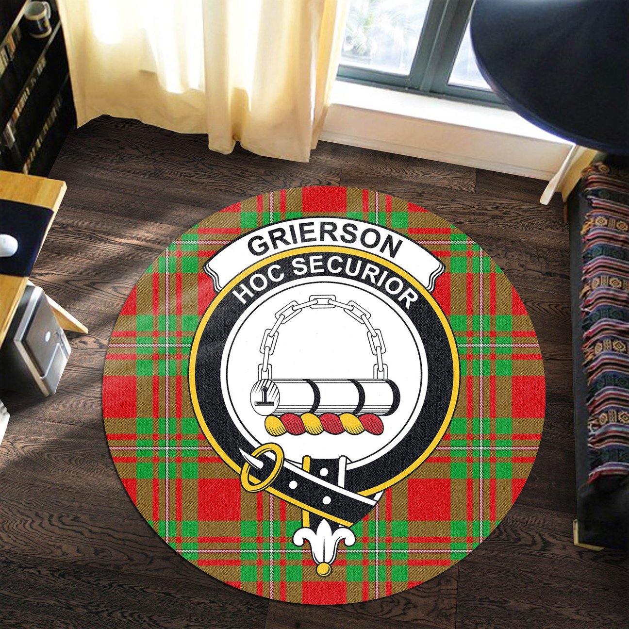 Grierson Tartan Crest Round Rug