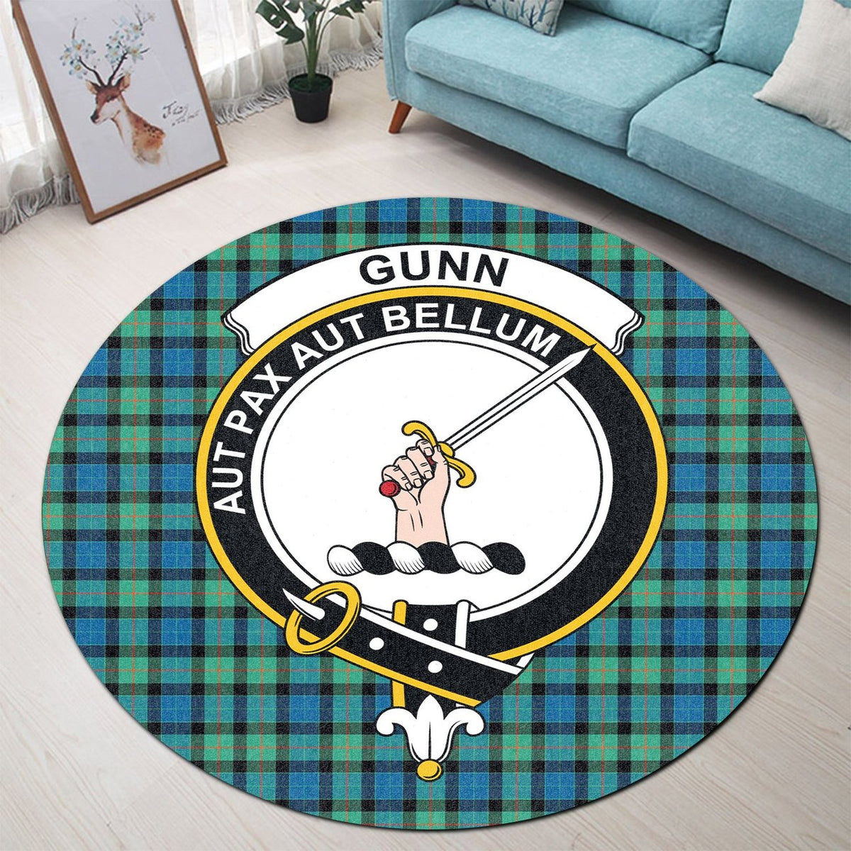 Gunn Ancient Tartan Crest Round Rug