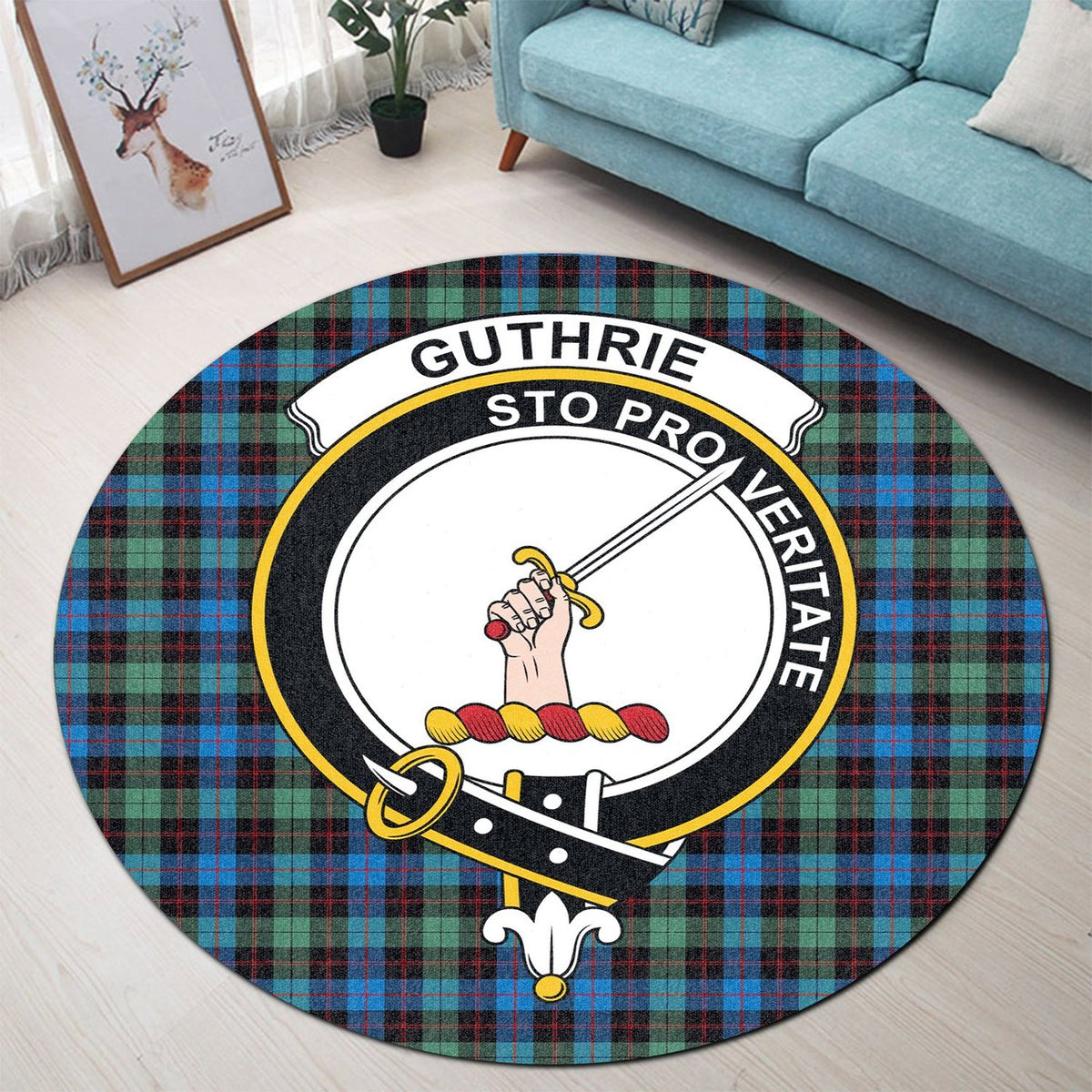 Guthrie Ancient Tartan Crest Round Rug