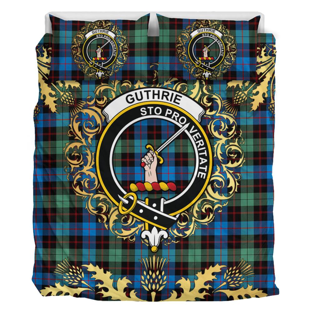 Guthrie Ancient Tartan Crest Bedding Set - Golden Thistle Style