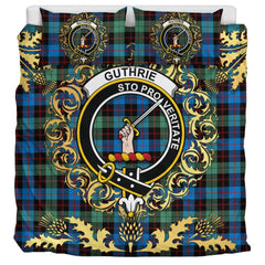 Guthrie Ancient Tartan Crest Bedding Set - Golden Thistle Style