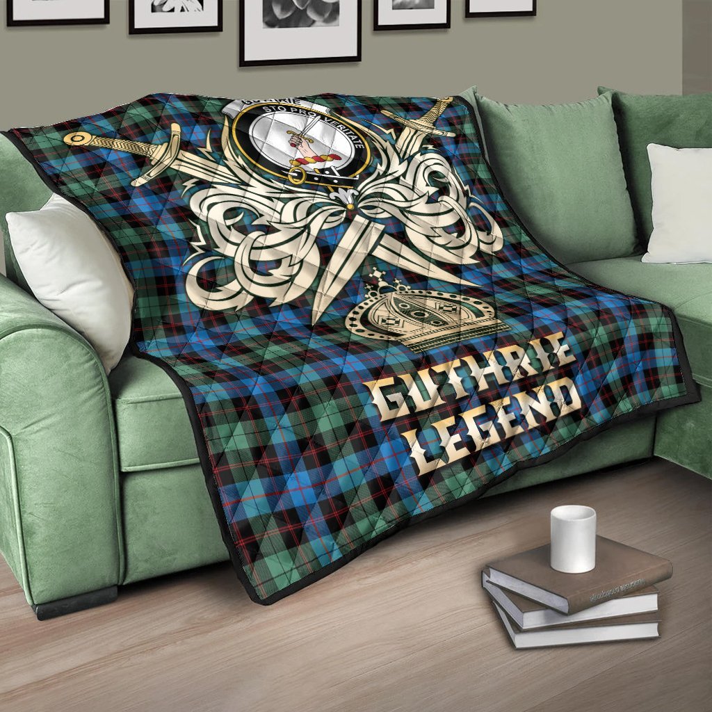 Guthrie Ancient Tartan Crest Legend Gold Royal Premium Quilt