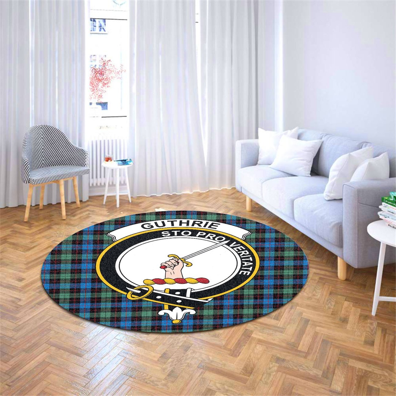 Guthrie Ancient Tartan Crest Round Rug