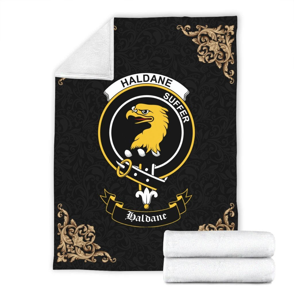 Haldane Crest Tartan Premium Blanket Black