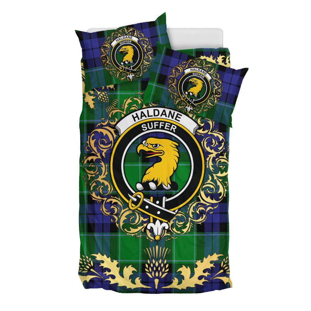 Haldane Tartan Crest Bedding Set - Golden Thistle Style