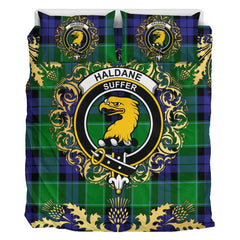 Haldane Tartan Crest Bedding Set - Golden Thistle Style