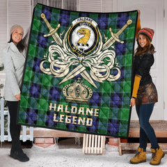 Haldane Tartan Crest Legend Gold Royal Premium Quilt