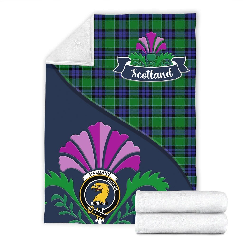 Haldane Tartan Crest Premium Blanket - Thistle Style