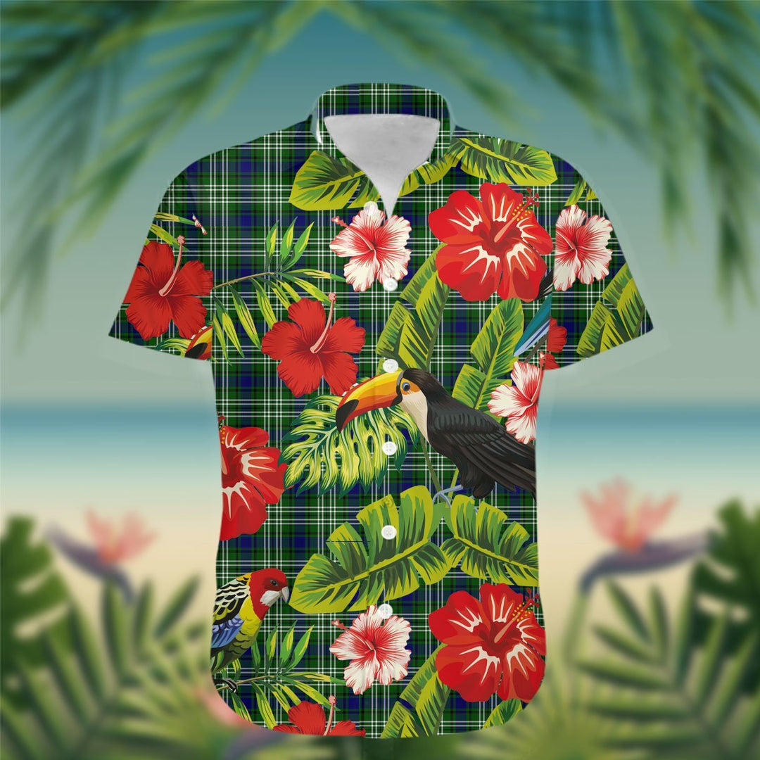 Haliburton Tartan Hawaiian Shirt Hibiscus, Coconut, Parrot, Pineapple - Tropical Garden Shirt