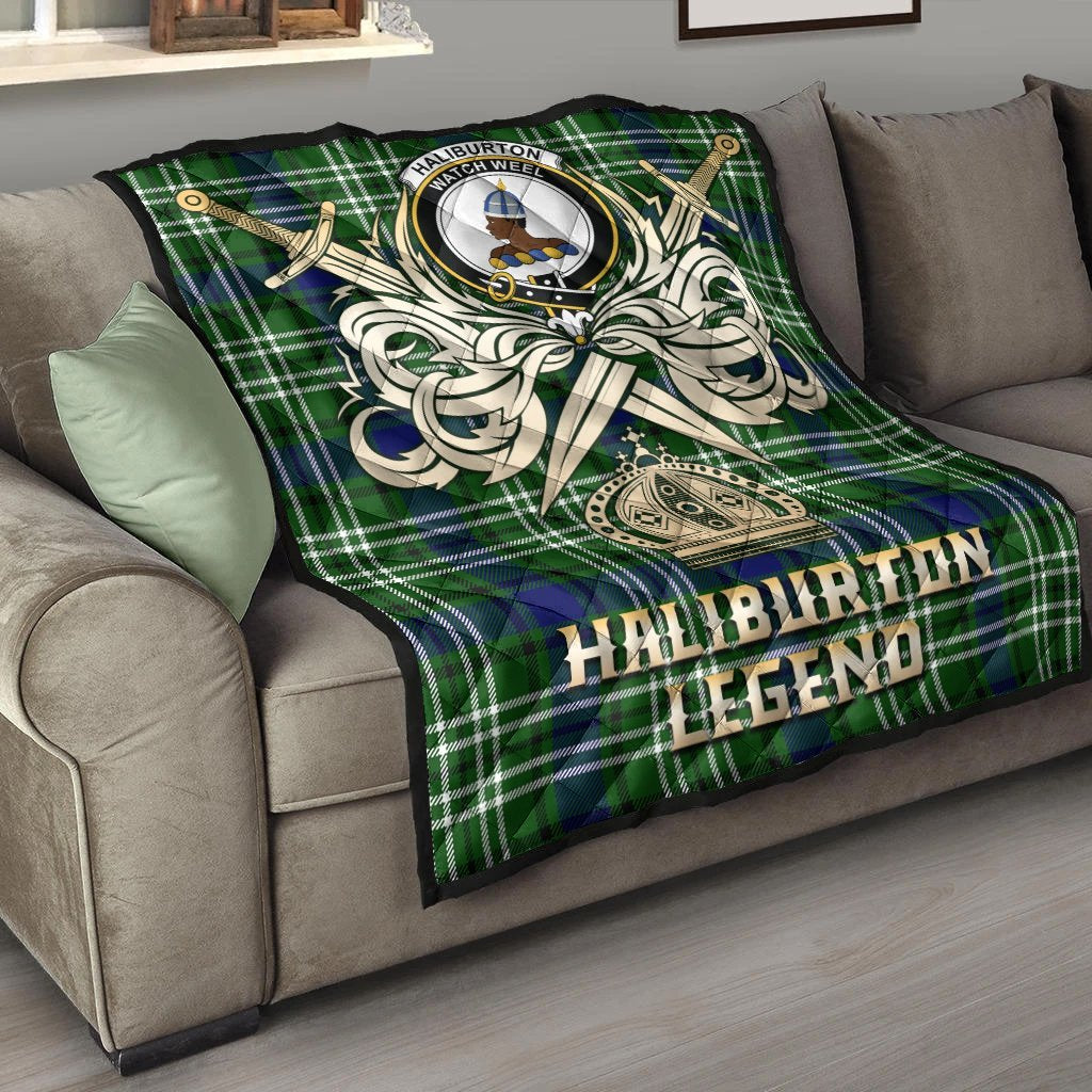 Haliburton Tartan Crest Legend Gold Royal Premium Quilt