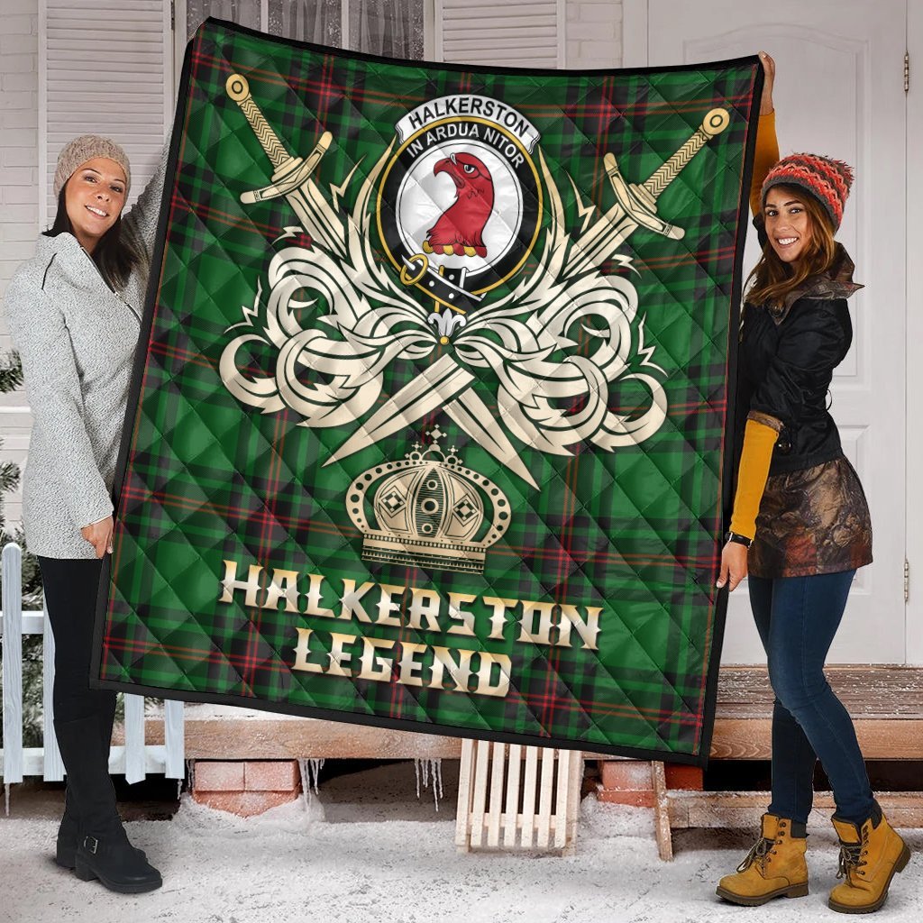 Halkerston Tartan Crest Legend Gold Royal Premium Quilt