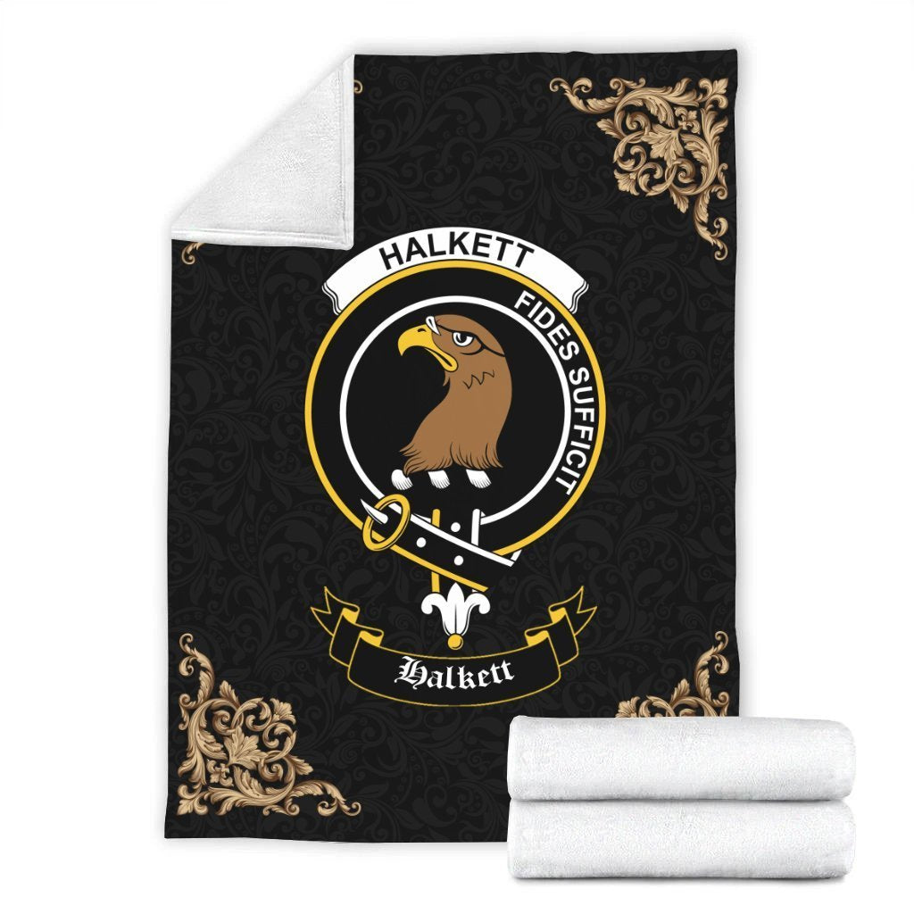 Halkett Crest Tartan Premium Blanket Black